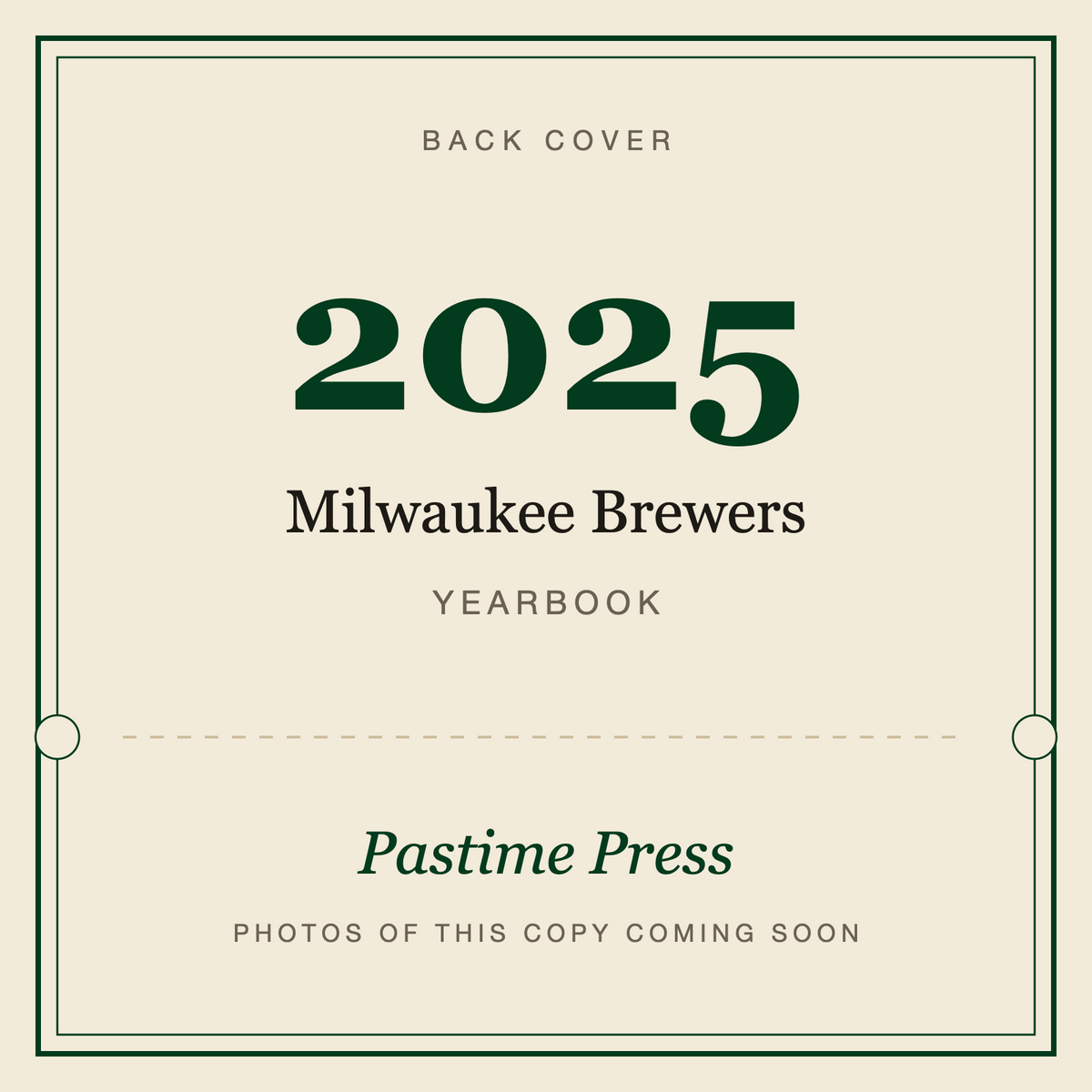 2025 Milwaukee Brewers Yearbook, back cover