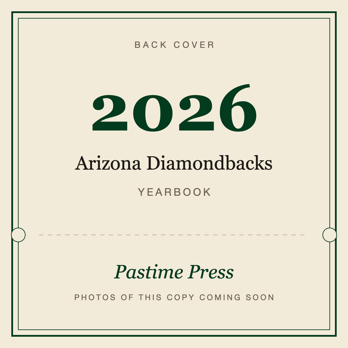 2026 Arizona Diamondbacks Yearbook, back cover