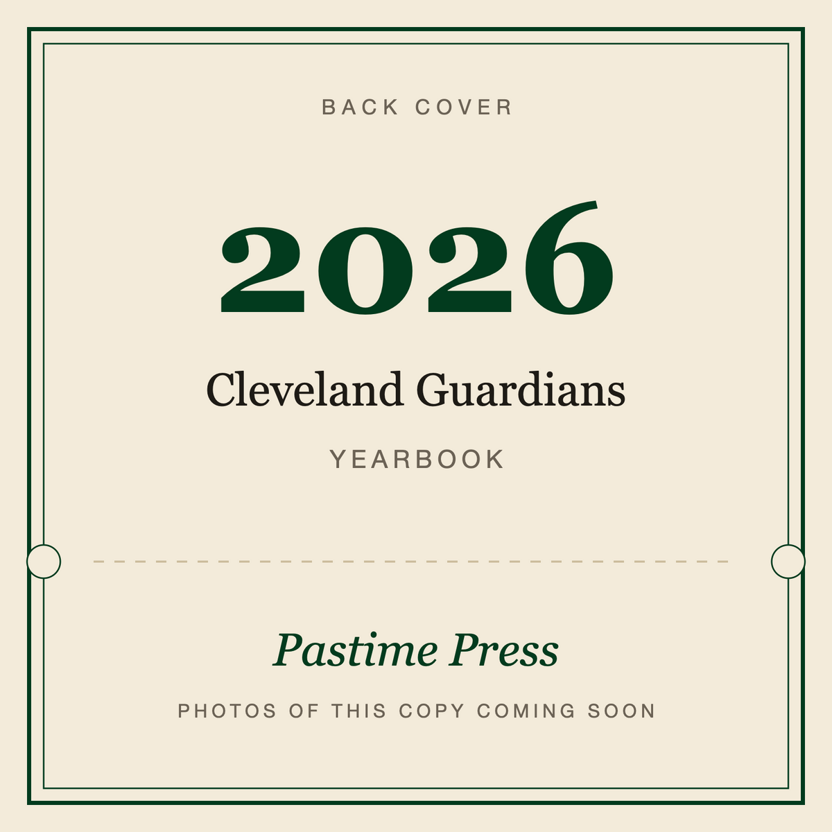 2026 Cleveland Guardians Yearbook, back cover