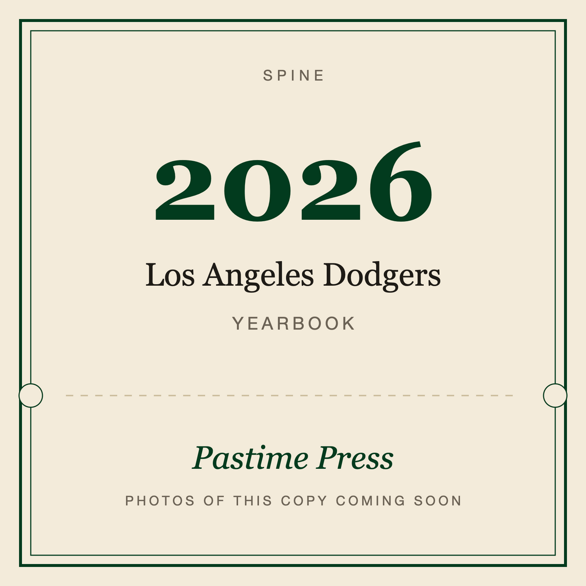 2026 Los Angeles Dodgers Yearbook, spine