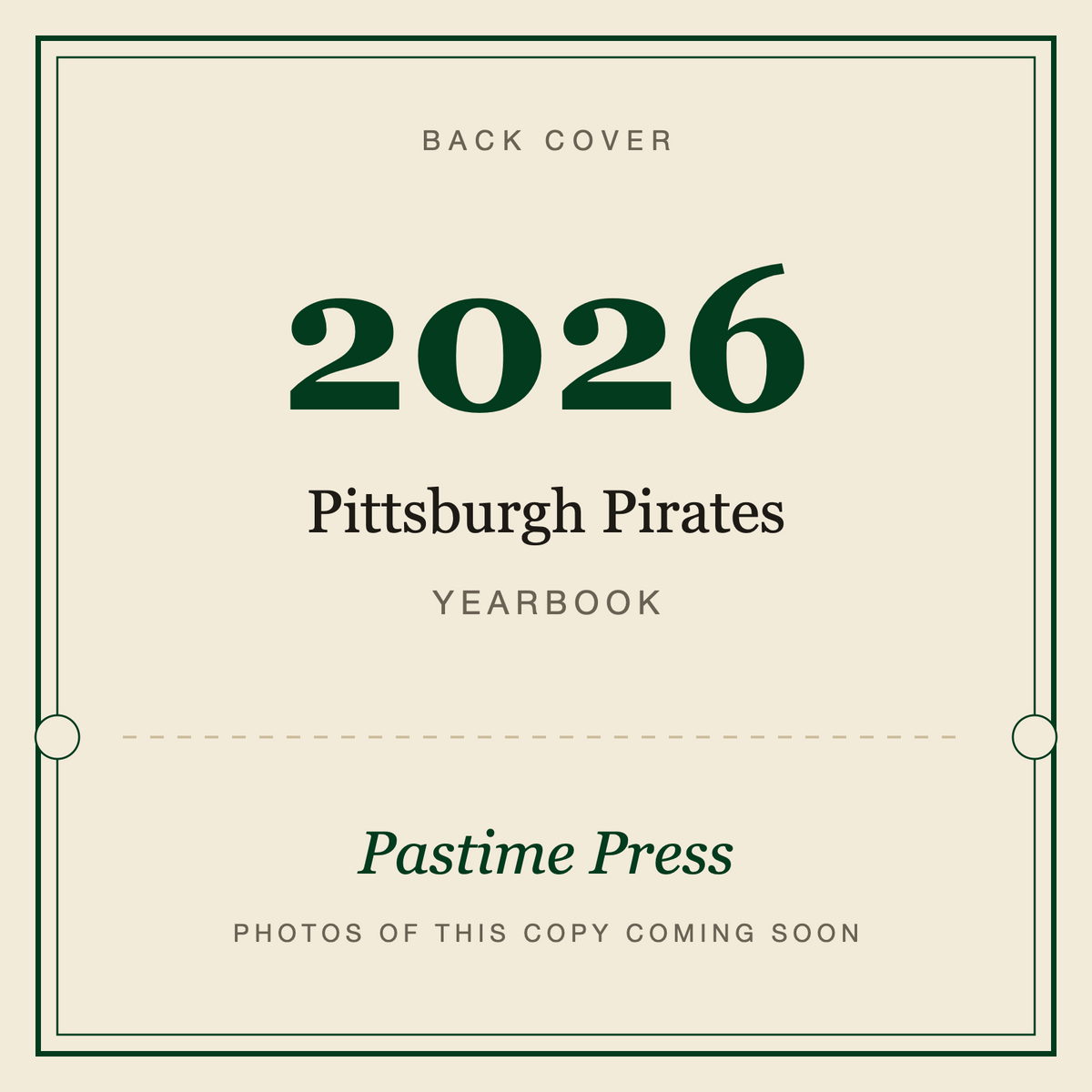 2026 Pittsburgh Pirates Yearbook, back cover
