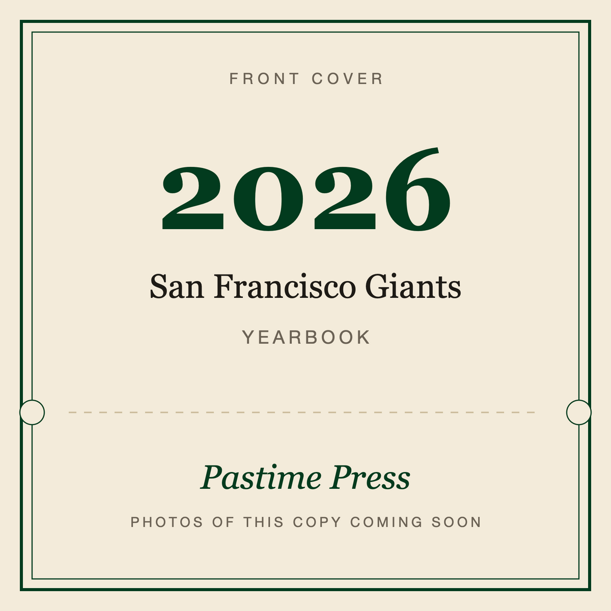 2026 San Francisco Giants Yearbook, front cover